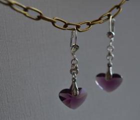 Purple Heart Earrings sterling silver